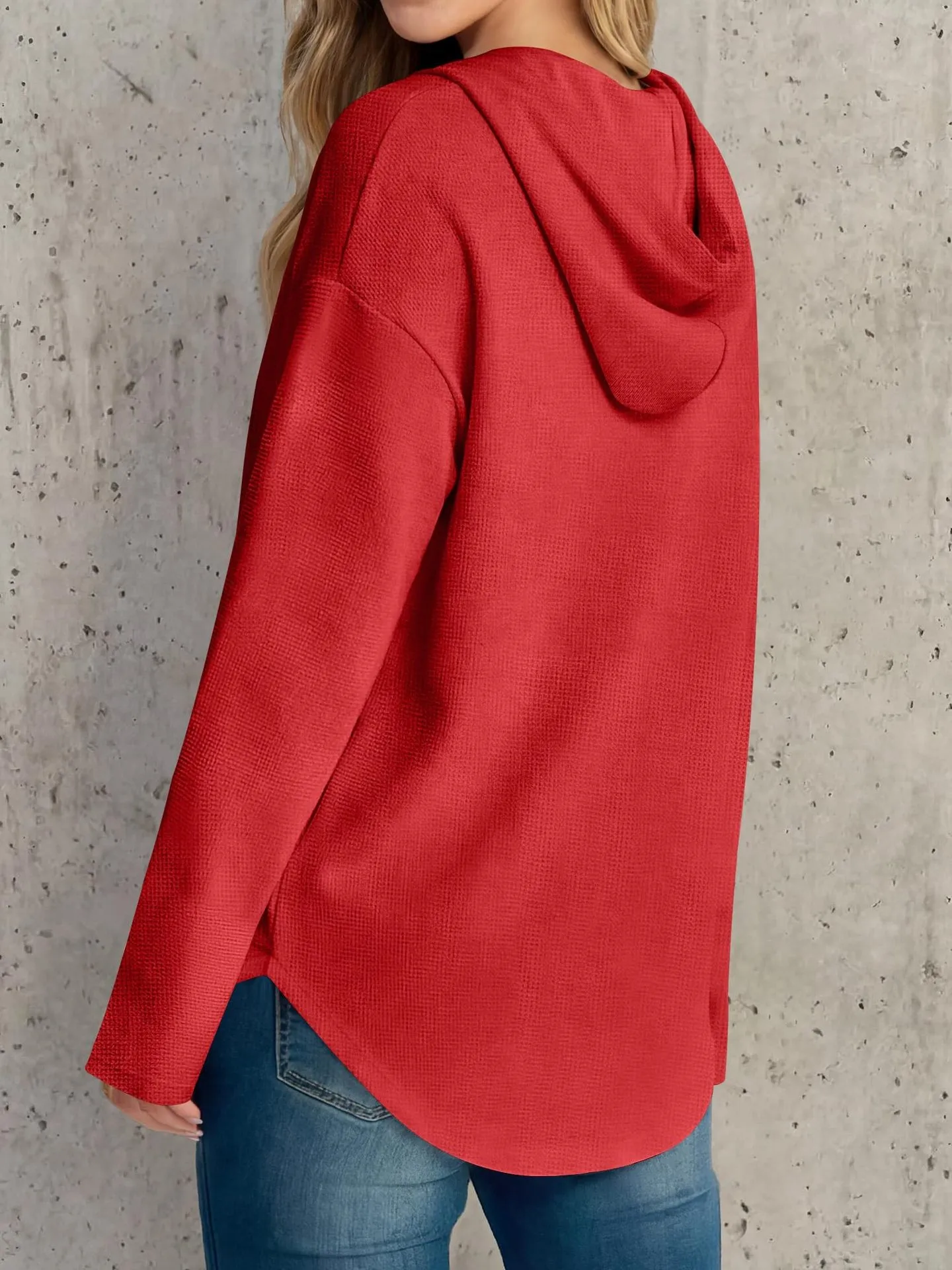 Casual Pullover Hoodie with V Neck Regular Length American and European Style Regular Sleeve Autumn Long Sleeve Women Hoodie