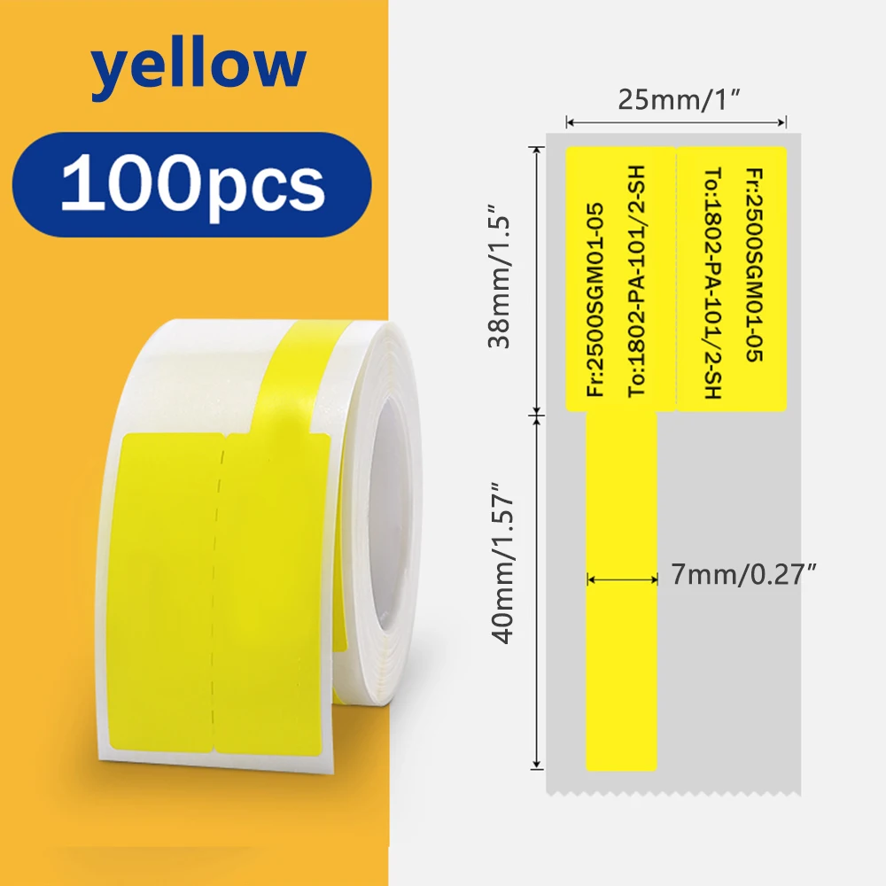 1ROll For M110/M221/M120/M200/B3S Label Printer Paper Network Cable Optical Fiber Tail Adhesive,Cables label,25x38mm 100pcs/Roll