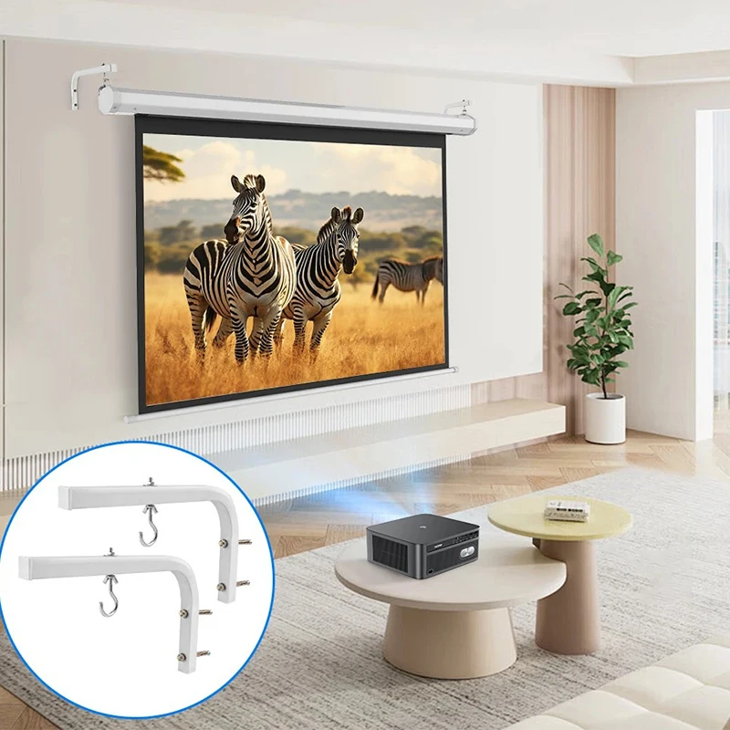 New Projection Screen Curtain Bracket Universal Adjustable Mount Ceiling Bracket L-Bracket Wall Hanging 90 Degrees Bracket Hook
