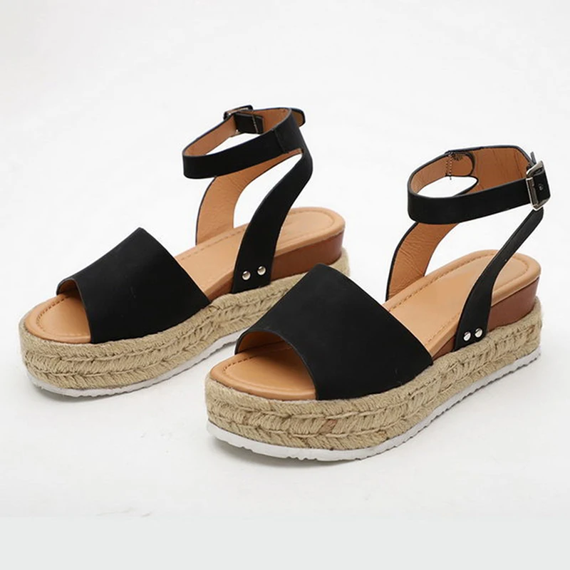 Women\'s Sandals Summer 2024 Wedges Shoes For Women Sandals Fashion Plus Size Hemp Rope Wedge Heel Platform Fish Mouth Sandals