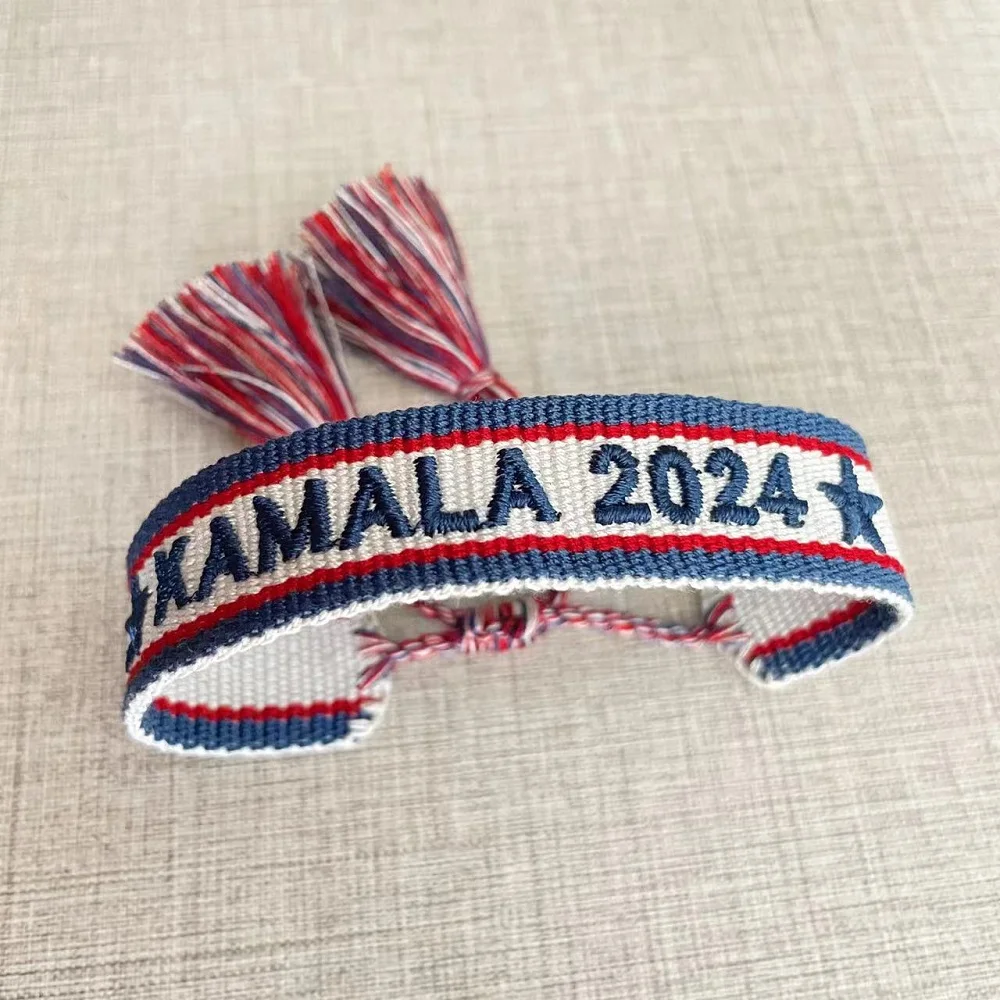 

Kamala Harris 2024 Woven Bracelets Handmade Bracelets with Embroidery Adjustable for Men Women for Harris Supporters
