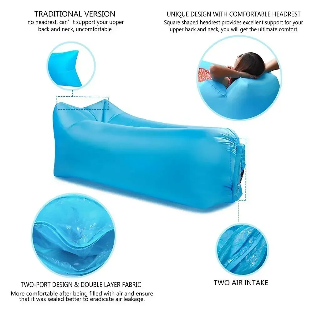 Outdoor Sleeping Bag Fast Infaltable Sofa Bed Camping Ultralight Inflatable couch Air bed Lazy bag Beach Sofa Laybag bivy