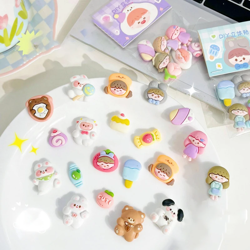 3D Cartoon Stickers Kawaii Bunny Bear DIY Scrapbooking Planner Phone Sticker  Korean Stationery Water Cup Refrigerator Stickers