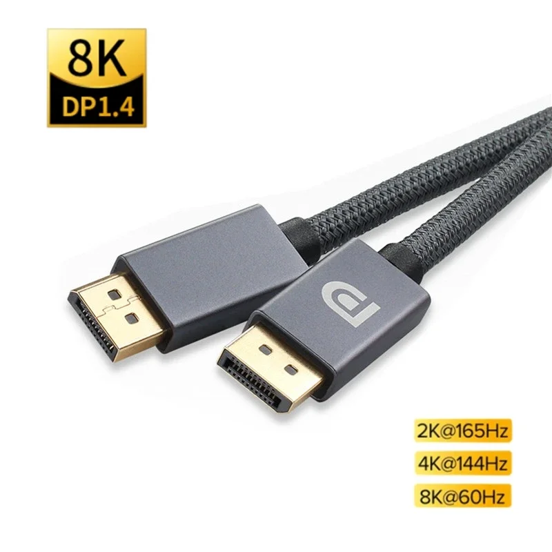 8K DisplayPort Cable 1.4 240Hz, DP Cable 2m 3m 8K@60Hz,4K@144Hz,Gold-Plated Braided Display Port Cord for Laptop Gaming Monitor