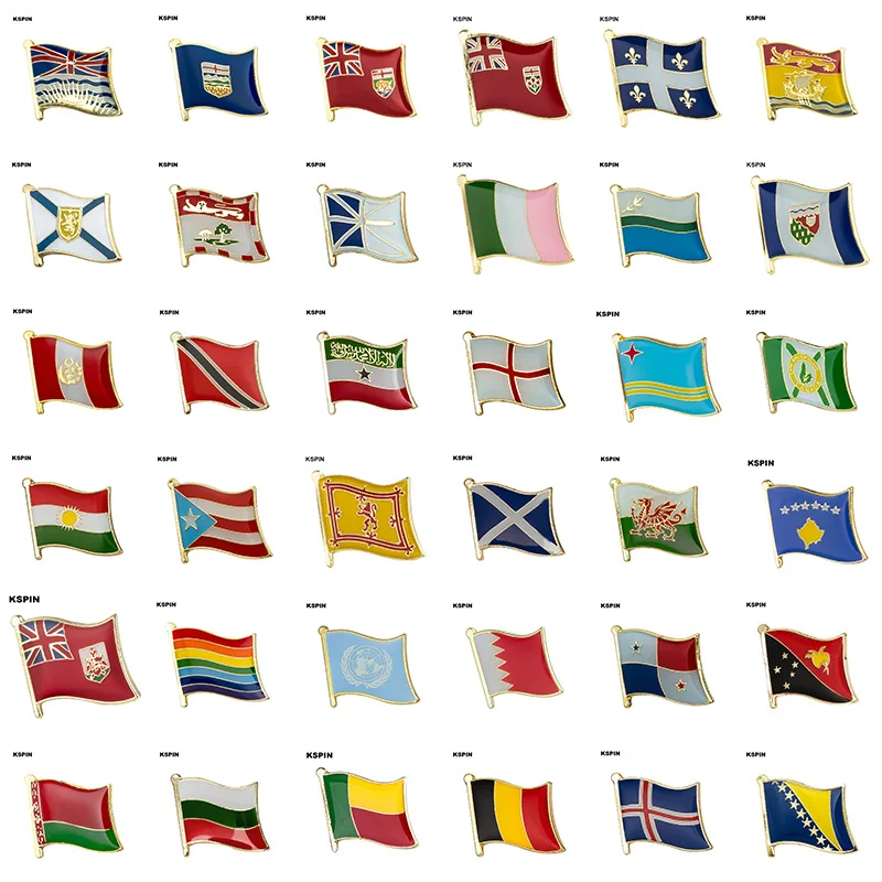 

10pcs a lot National Flag Metal Enamel Badge Brooch Collection Souvenir Gifts Lapel Pins Accessories