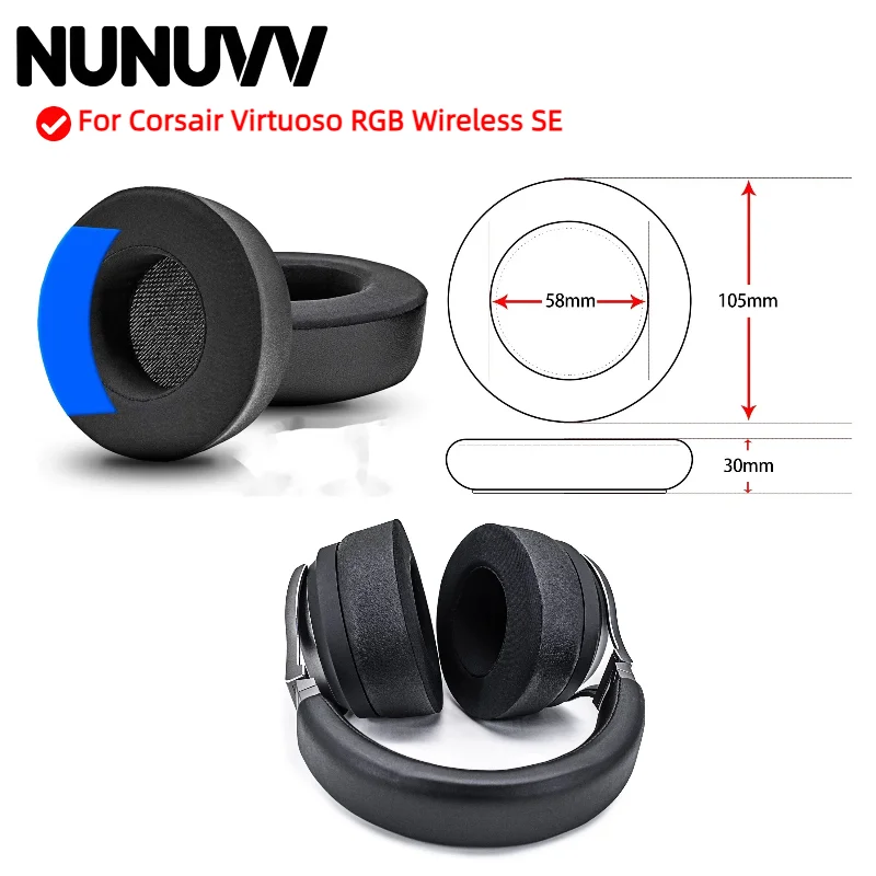 

Replacement Headband Ear Pads Cushion Cover Muffs Repair Part For Corsair Virtuoso RGB Wireless SE Headphones Leather Earpads