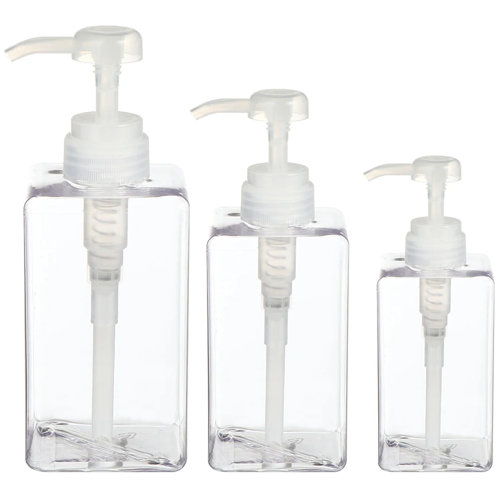 

3 pcs Transparent Refillable Shampoo Lotion Pump Bottles 250ml 450ml 650ml Empty Dispenser Storage Travel Sturdy Safe Material