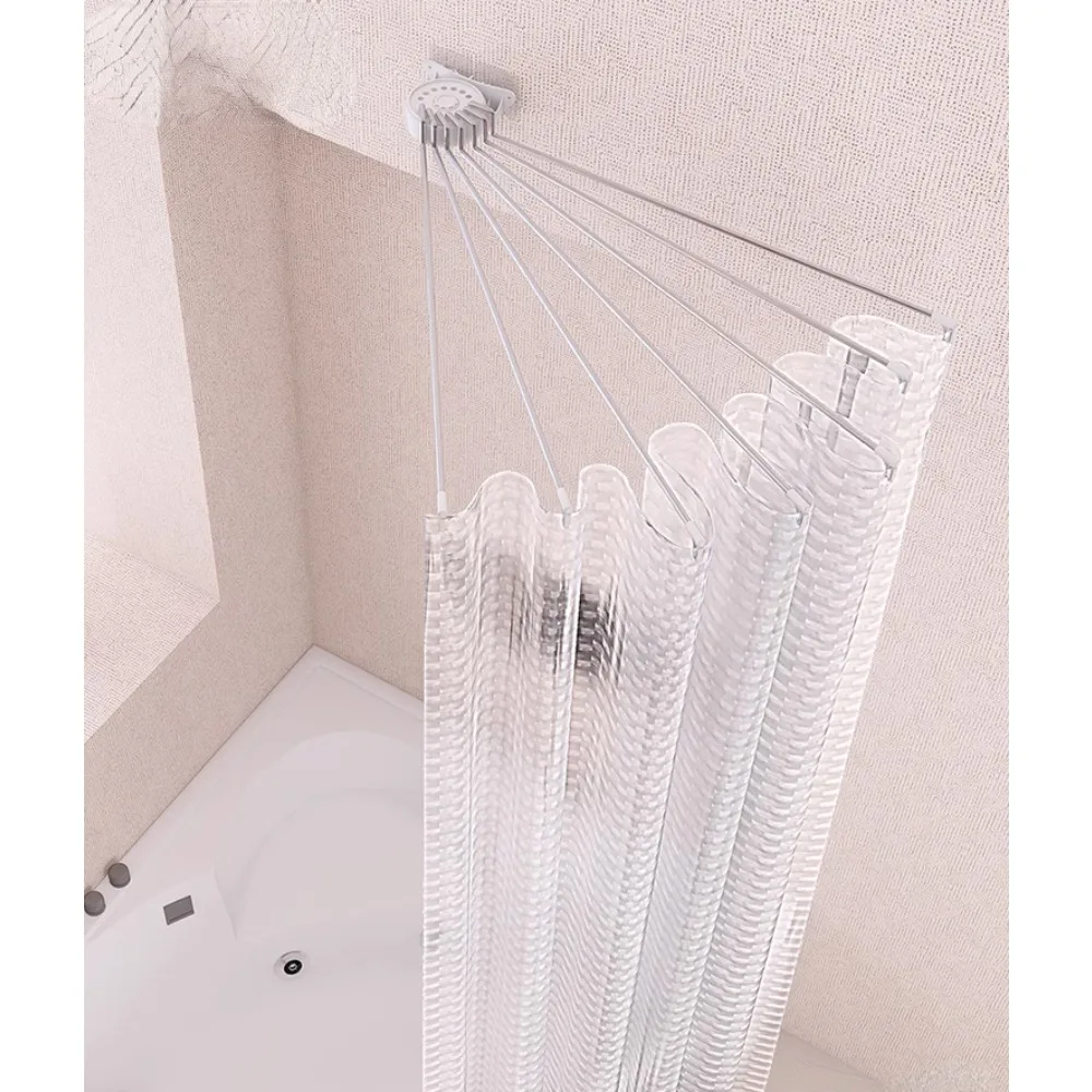 

Shower curtain rod with no punching set,stainless steel fan-shaped arc shaped,different corner turning,semi circular bathroom