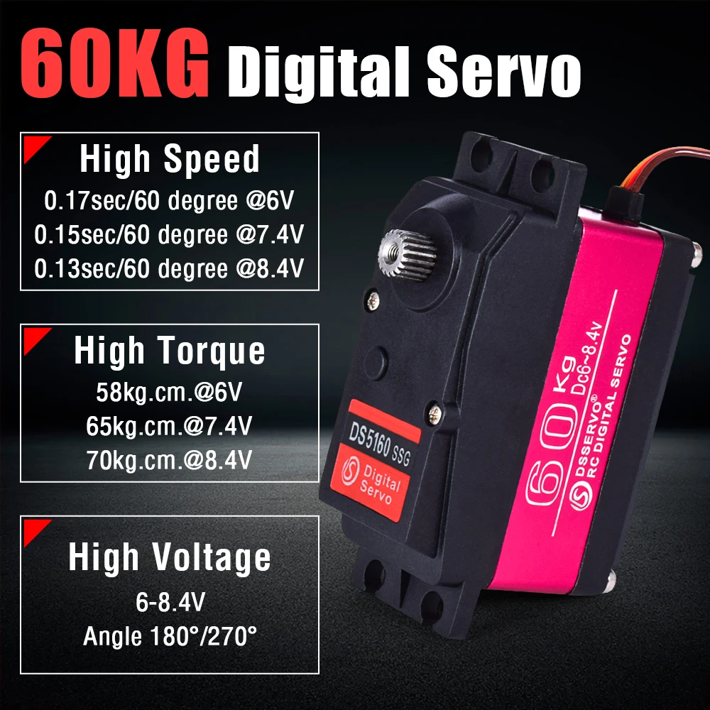 RC Steering Servo High Torque Servo Waterproof 60Kg 80Kg 150Kg 1/5 1/6 Servo HV Metal Digital for HPI Baja 5B SS RC Car