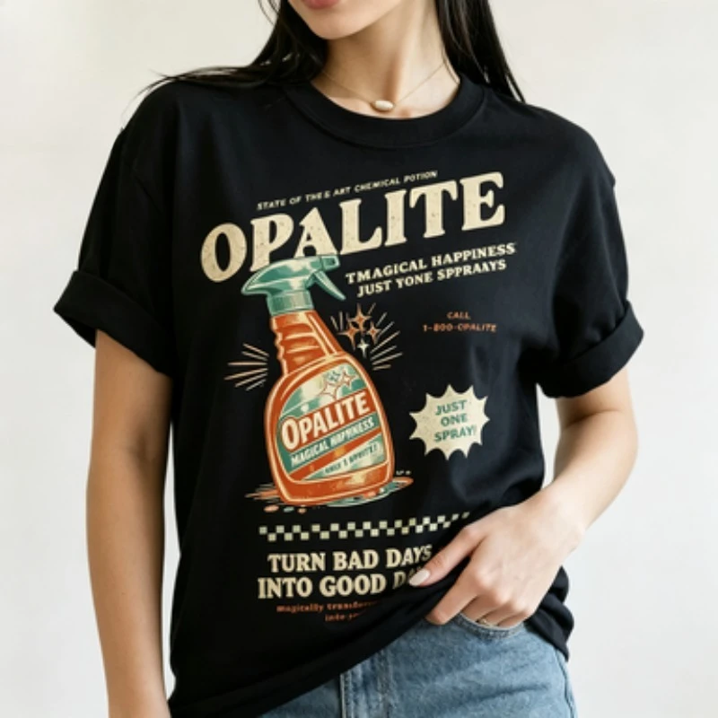 Ladies Cotton O‑Neck Tee Funny Vintage Spray Bottle Graphic Print Retro Sarcastic  Casual Short Sleeve Trendy Street Daily Tops