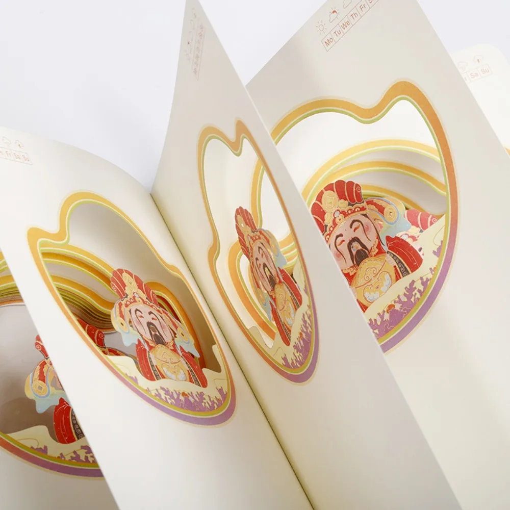 Overflowing Fortune Themed 3D Stereo Layered Paper Carving Notebook Magic Paper House Cultural Creative Present