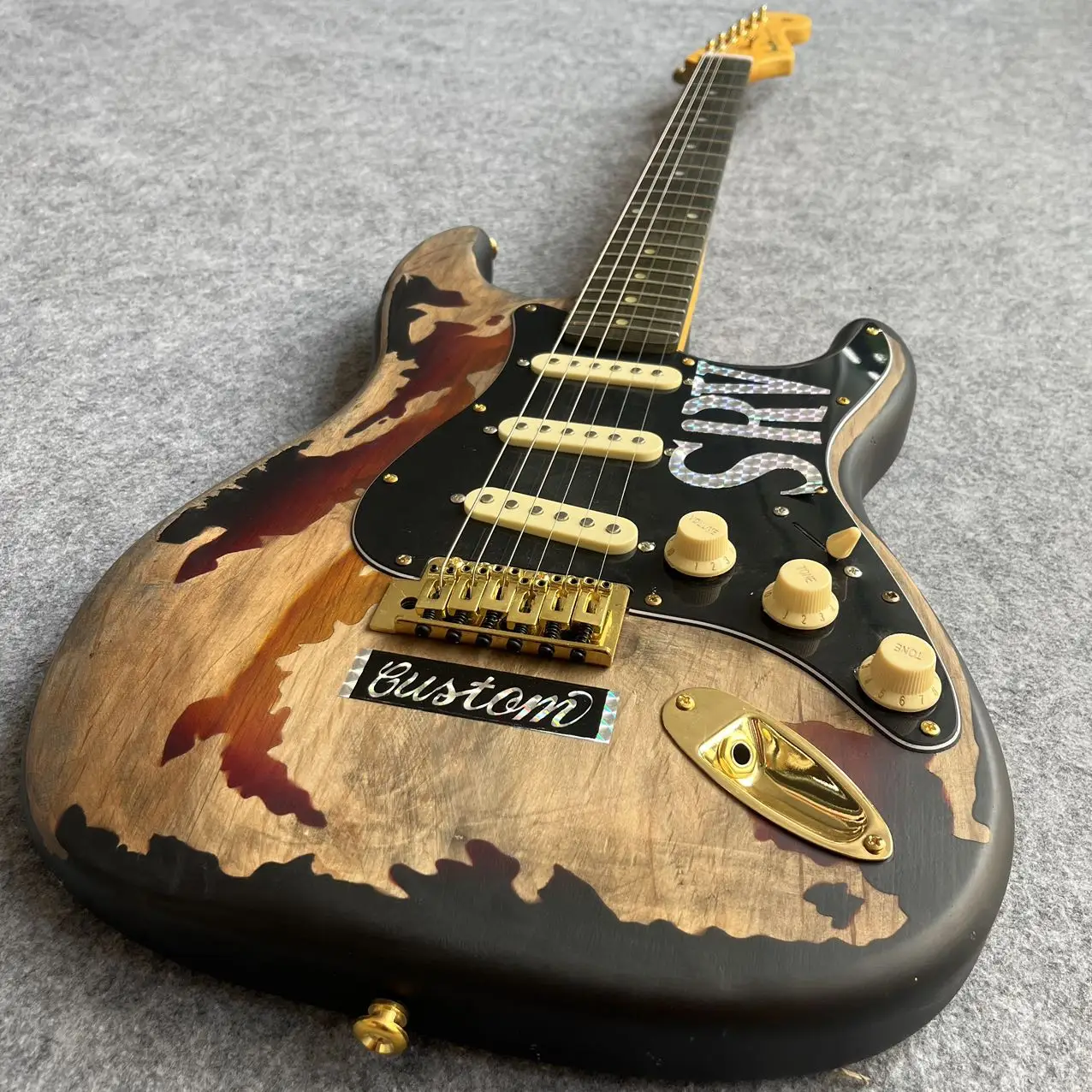 Customized Electric Guitar SRV Retro Brown Finished Product,  Fast Delivery