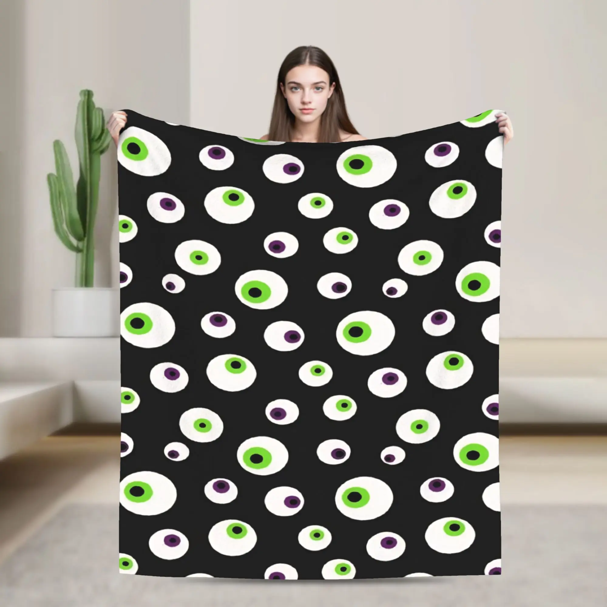Horror Monster Eyes Halloween Flannel Blankets  Customized Throw Blanket for Home 125*100cm Rug Piece