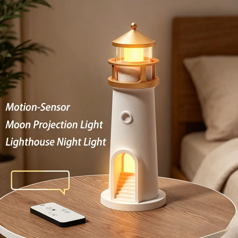 

Moon Lamp Projection Lighthouse Night Light Remote Control Bluetooth Music Motion Sensor Ambient Light Christmas Birthday Gift
