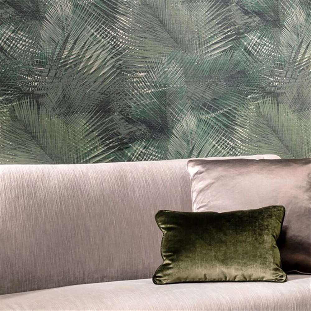 custom Nordic tropical plant leaf line large wallpaper mural rain forest plant toucan TV background wall paper home decor palm