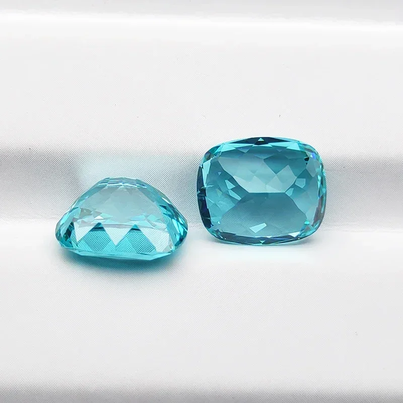 Lab Grown Paraiba Rectangle Cushion Shape VVS1 Gemstone Charms Beads for DIY Jewelry Making Materials Selectable AGL Certificate