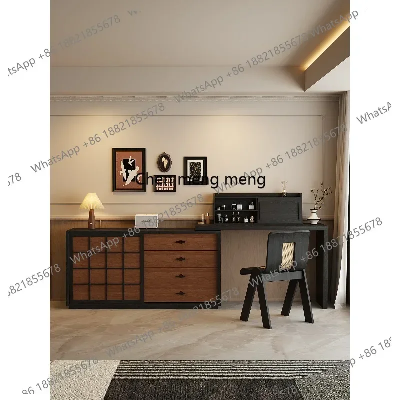 

Z136Dresser, chest, integrated medieval solid wood bedroom, walnut pattern storage, makeup table, storage cabinet