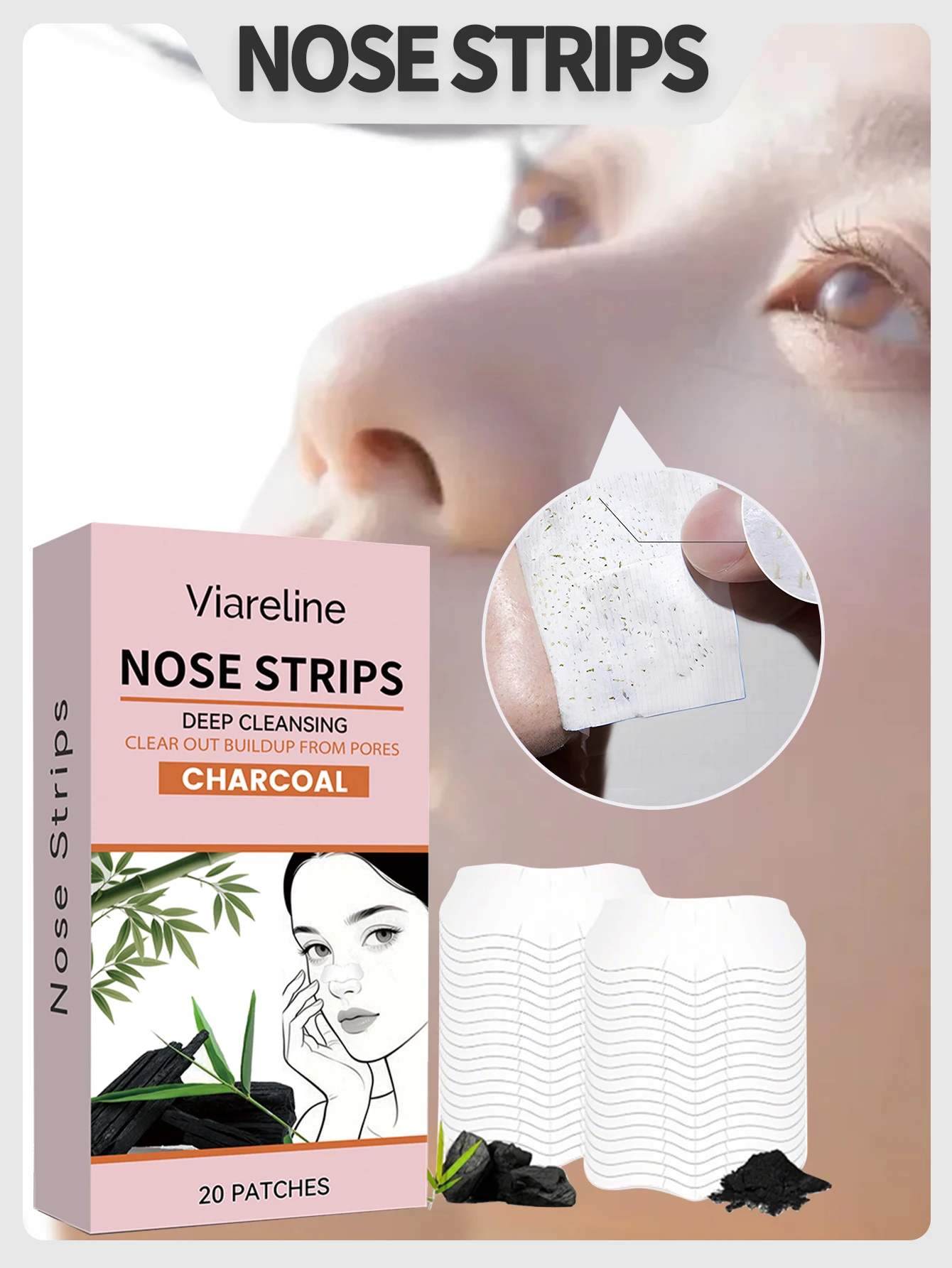 يحتوي صندوق واحد على 20 شريطًا لتنظيف المسام، وشرائط أنف لإزالة الرؤوس السوداء، وشرائط أنف لتقليل المسام.