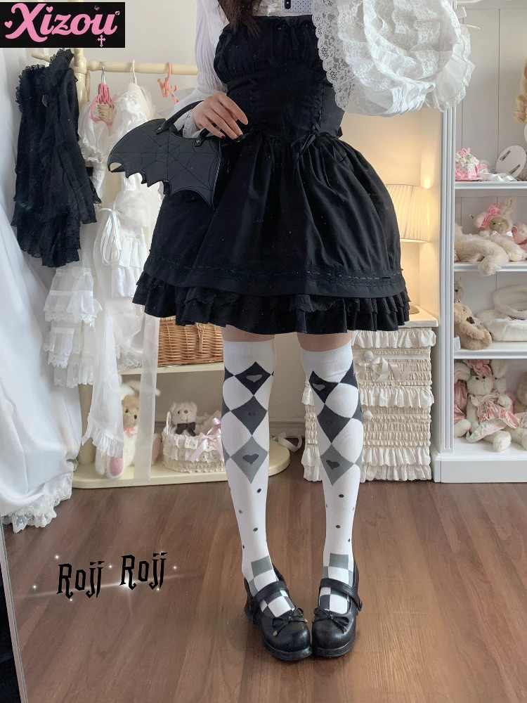 Japanese Diamond Lolita Socks Women's Spring and Autumn Long Knee Socks Lolita Thin Legs Versatile Jk Uniform Socks for Softie