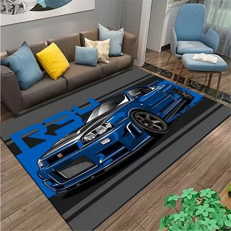 

Skyline R34 Rug Velvet Flannel Printed Floor Mat Car Design Decorative Carpet Living Room Home Decor