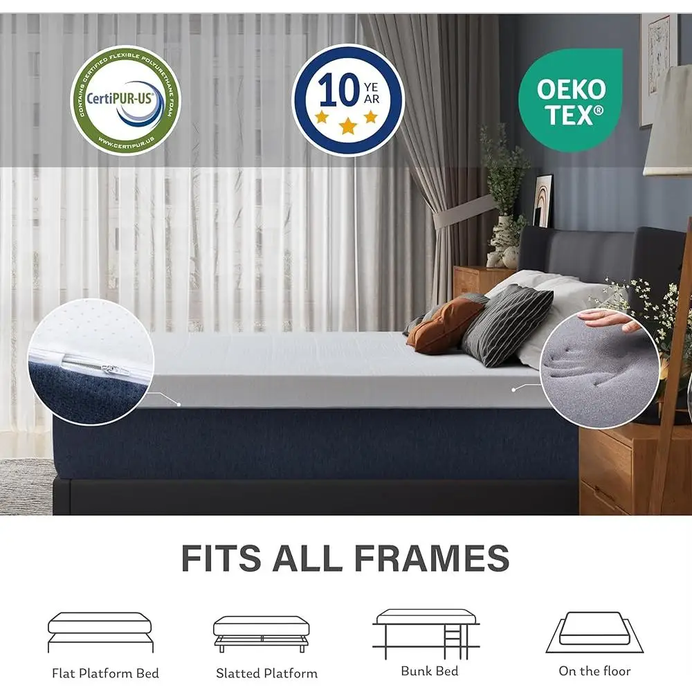 14 Inch Twin Memory Foam Mattress Cooling Gel Support Medium Firm Back Pain Relief Mattress in a Box CertiPUR-US