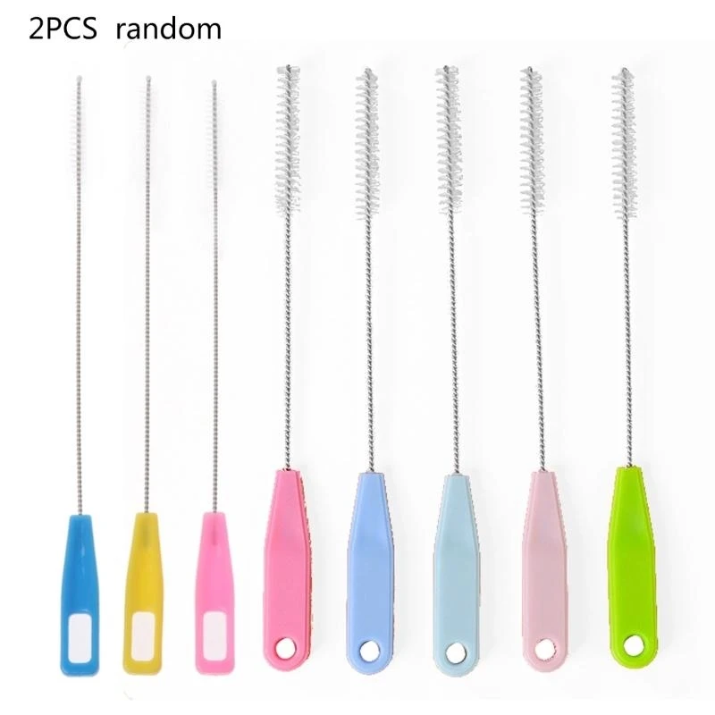 

M76C Drinking Straws Cleaning Brushes Metal Soft Hair Glass Tube Cleaner Reusable Straw Bottle Cleaning Tool with Long Handle