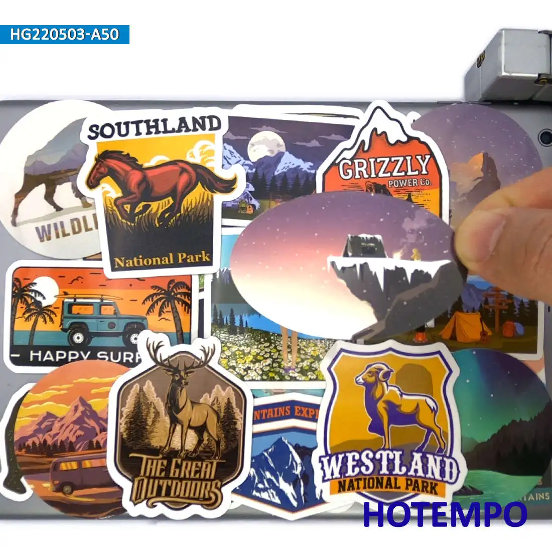 Weltreise-Aufkleber-Set, Klettern, Camping, Wandern, Outdoor-Abenteuer, für Laptop, Auto, Telefon, Motorrad, lustiges Aufkleberpaket, 50 Stück – Detail 3