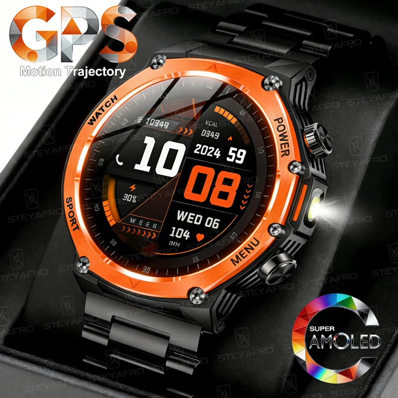 2025 New High-Quality Outdoor Military SmartWatches GPS Waterproof swim Bluetooth Call 100+ Sports Men Smartwatch For Men Gifts