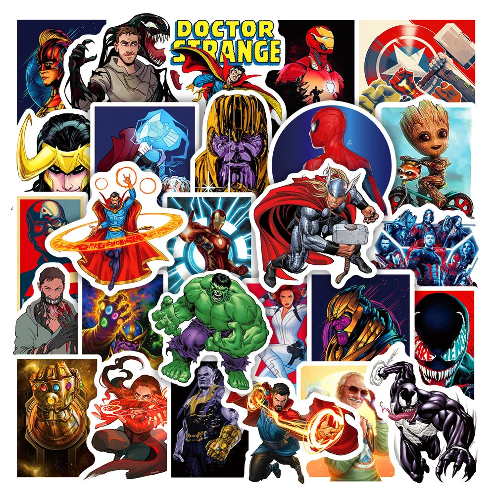 10/30/50PCS Disney Marvel The Avengers Super Hero Stickers Graffiti Decals DIY Laptop Car Motorcycle Bike Toys Sticker For Kids