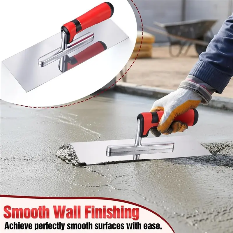 A74E-Concrete Tools Set 3 Pieces Stainless Steel Hand Finishing Trowel, Edger, Nd Groover Stucco Cement Kit