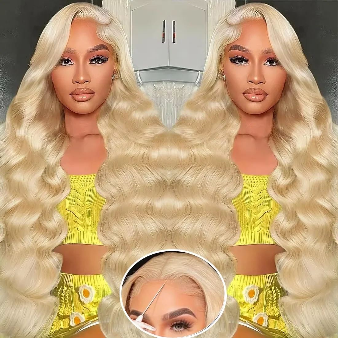 

613 Blonde Body Wave Human Hair Wig 13x4 Pre Plucked Transparent Lace Front Wig 44 Inch 13x6 Hd Lace Frontal Wig For Black Women
