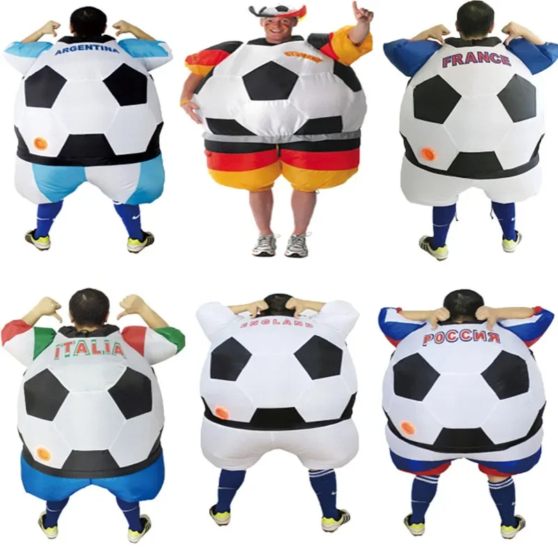 

Adults Men Soccer Ball Inflatable Costume Funny Football Cheerfull Mascot Clothes Halloween Carnival Party Blow Up Suit New2024