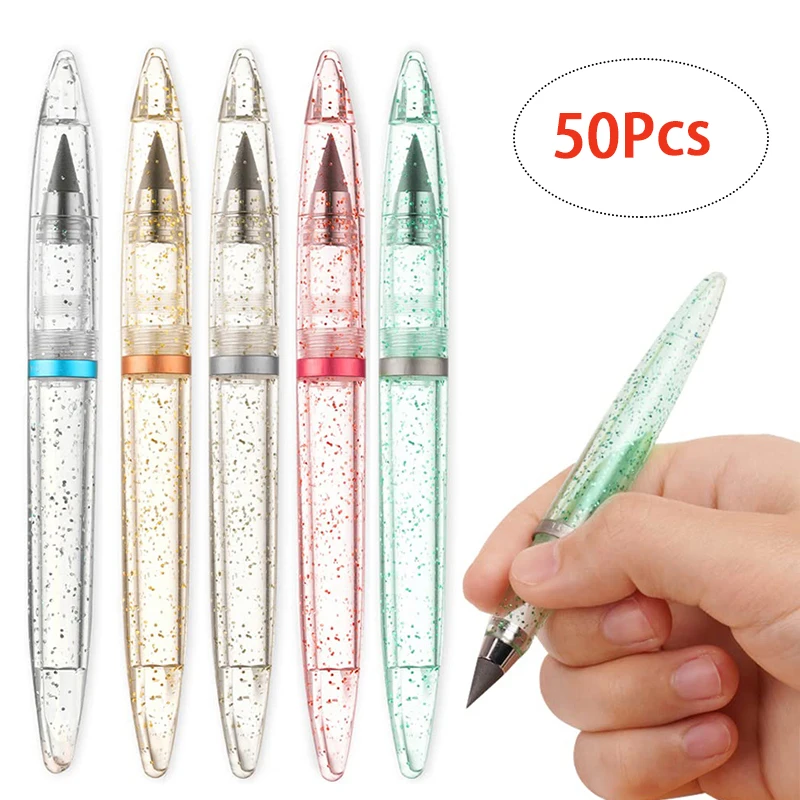 50Pcs Acrylic New Technology Unlimited Writing Forever Pencil No Ink Pen Magic Pencils