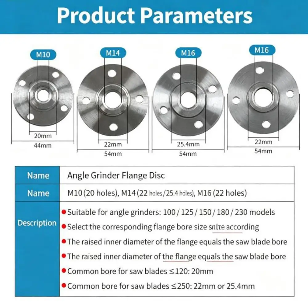 M10/M14/M16 Angle Grinder Flange Plate Metal Secure Clamping Grinder Disc Backing Plate Disc Positioning Round Plate