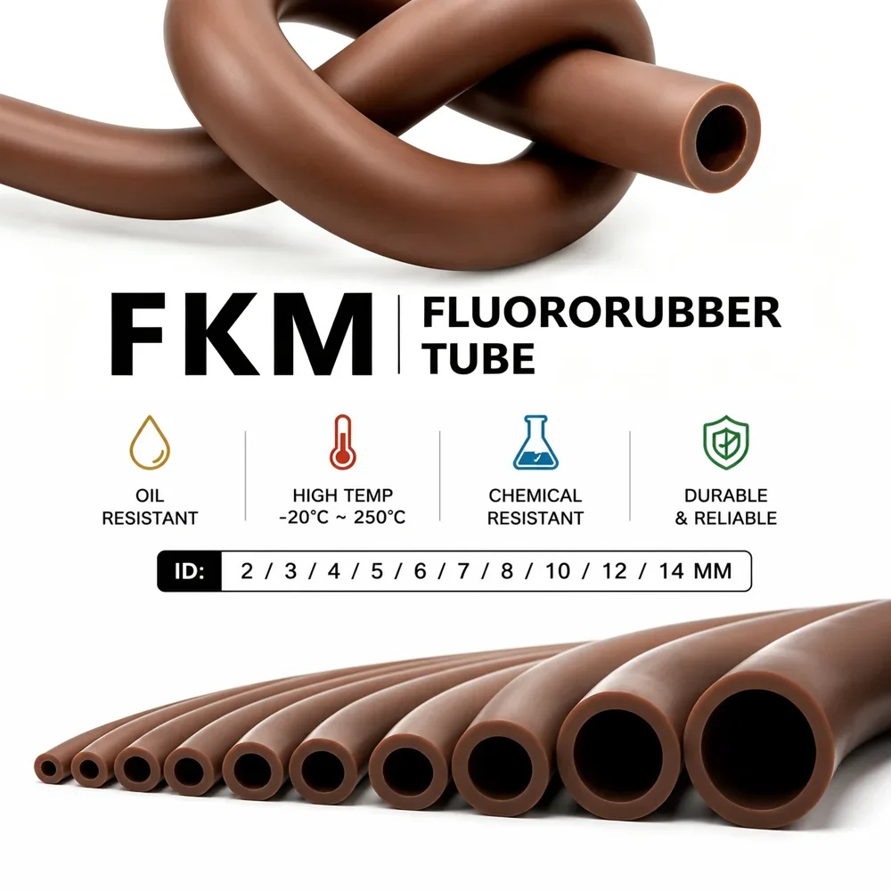 Brow FKM fluorine rubber hose ID 2-14mm Wear resistance/aging resistance/good elasticity/flexible fluororubber pipe