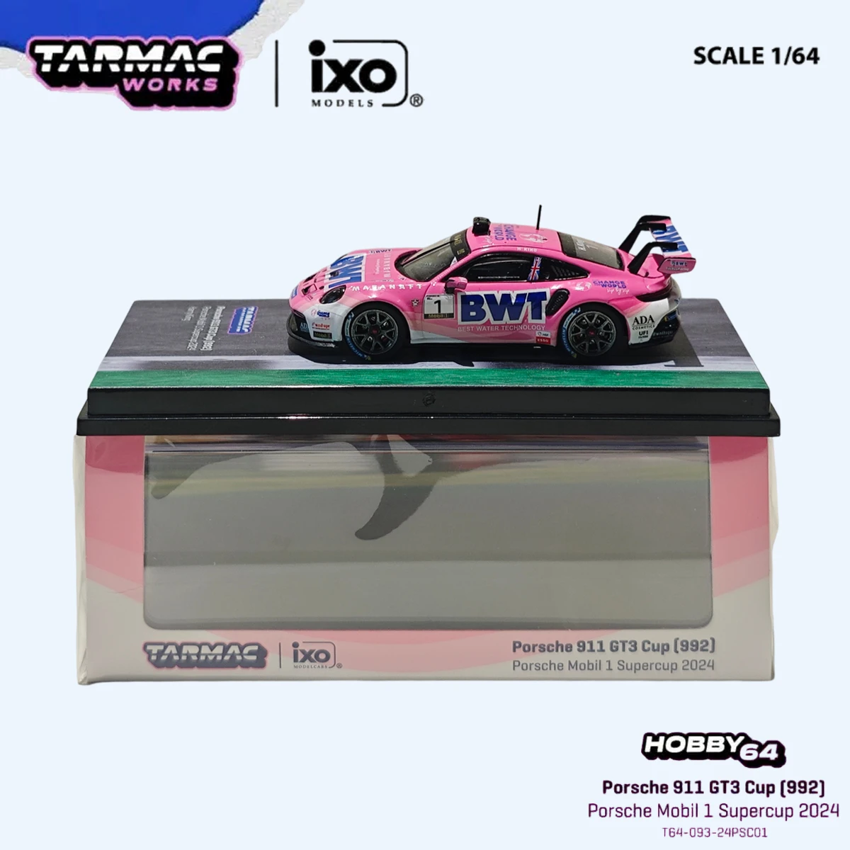 Tarmac Works 1:64 Porsche 911 GT3 Cup (992) #1 BWT Porsche Mobil 1 Supercup 2024 Diecast Car Model In Stock Ready To Ship