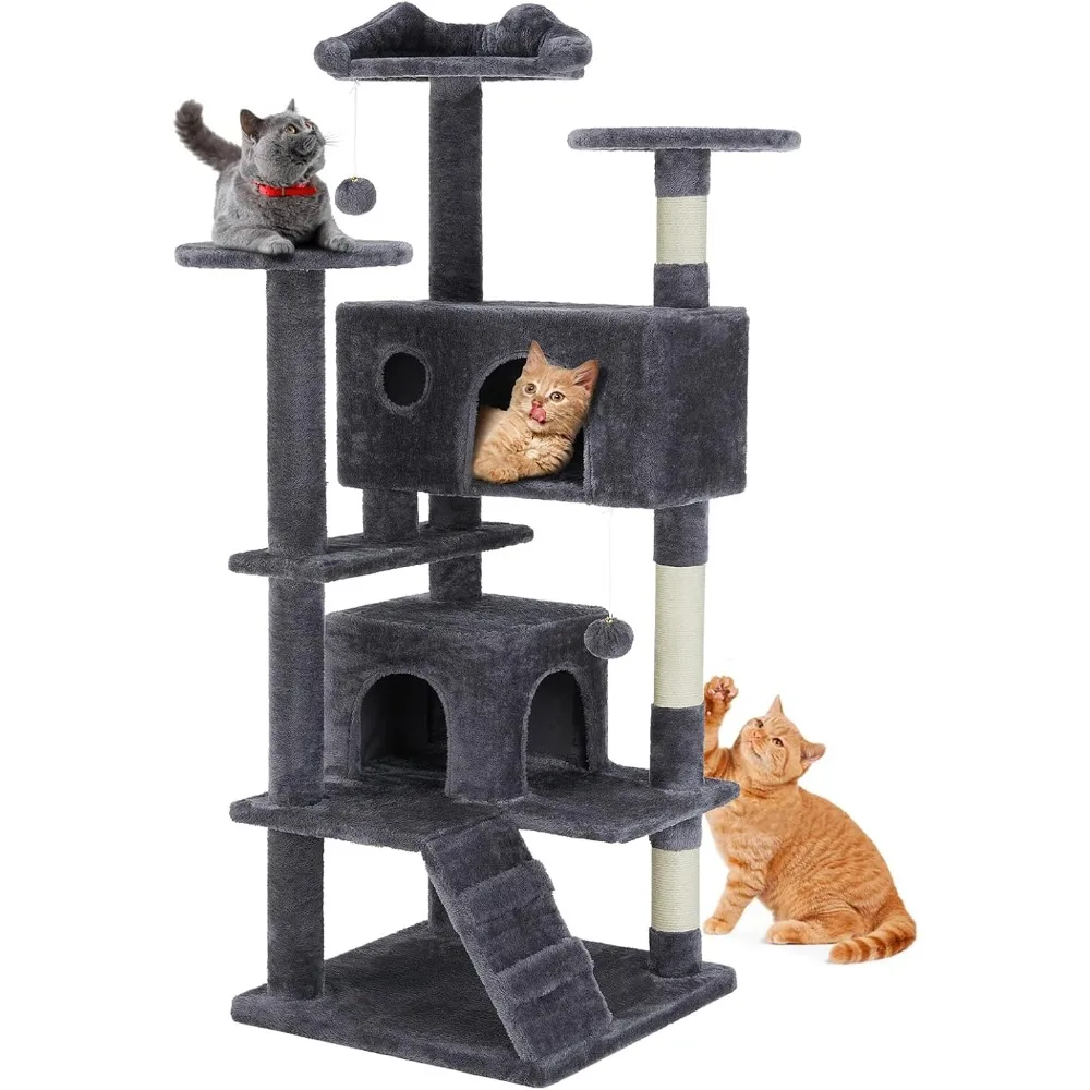 

Sweetcrispy 54-Inch Cat Tree Tower – Multi-Level with Sisal Scratching Post, Perfect Pet Gift, Indoor Condo with Climbing Ladder
