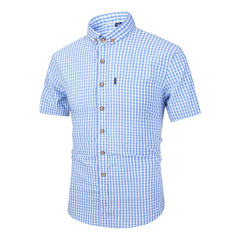 

New high-quality men's checked breathable short-sleeved shirt, a casual and comfortable top, a must-have clothing item for summe