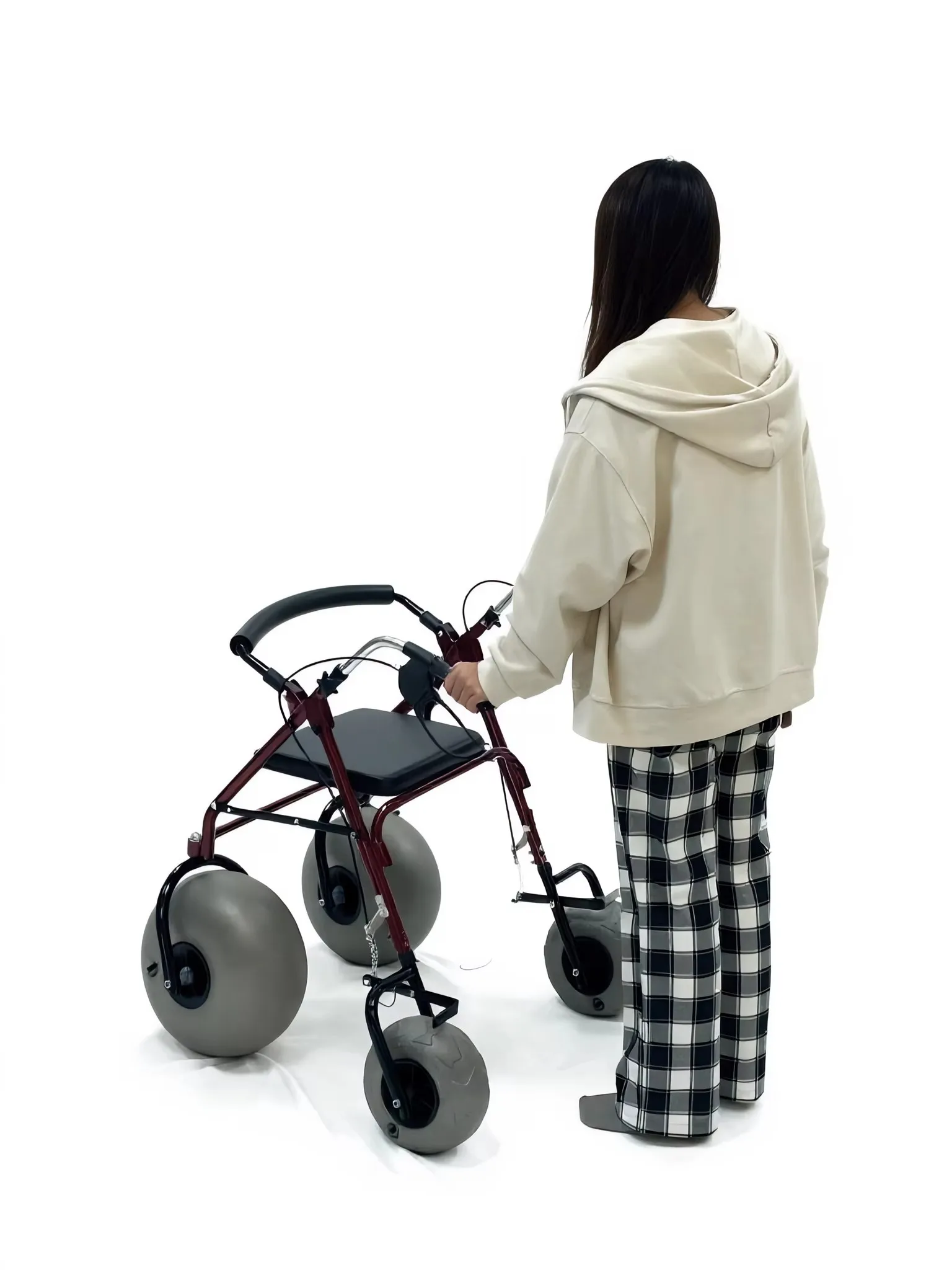 Beach Walker Assisted Walking  Adult Seat Labor-saving Pulley Rehabilitation Supplies Foldable Lightweight Steel 100KG