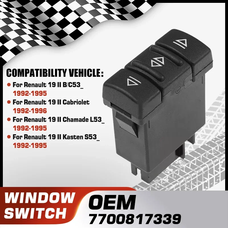 

Car Power Window Control Switch Button For Renault 19 II Cabriolet Chamade Kasten 1992 1993 1994 1995 7700817339 Car accessories