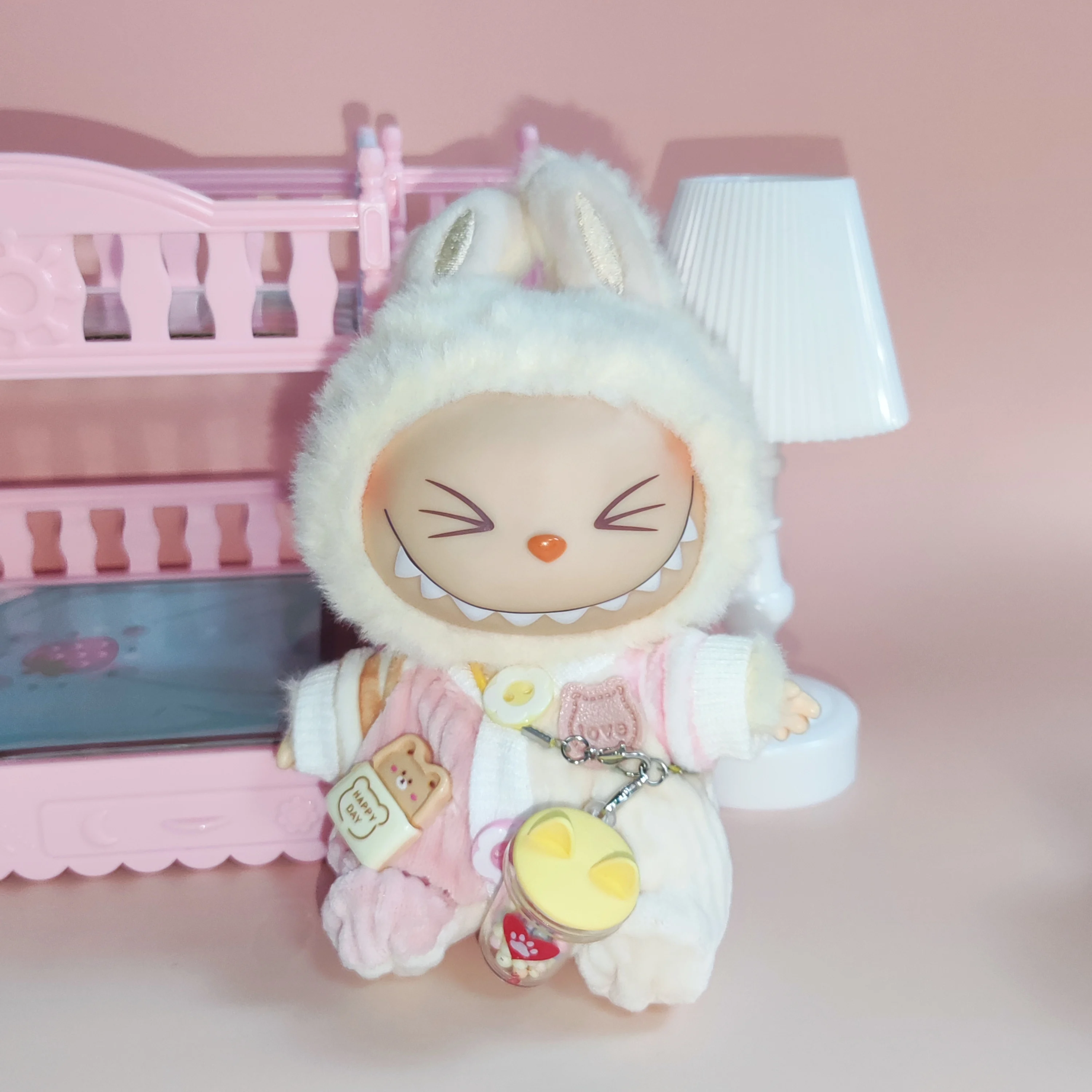 17cm Labubu Clothing Cute Mini Plush Doll Accessories Hooded Sweatshirt Poncho For Labubu Dolls  Gift