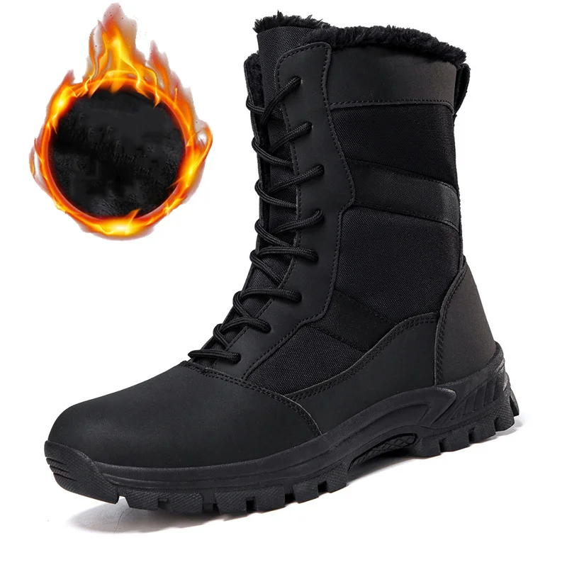 2023 New Winter Boots Men Hiking Boots Outdoor Waterproof Snow Boots Men Warm Fur High-top Sports Casual Cotton Shoes Non-slip