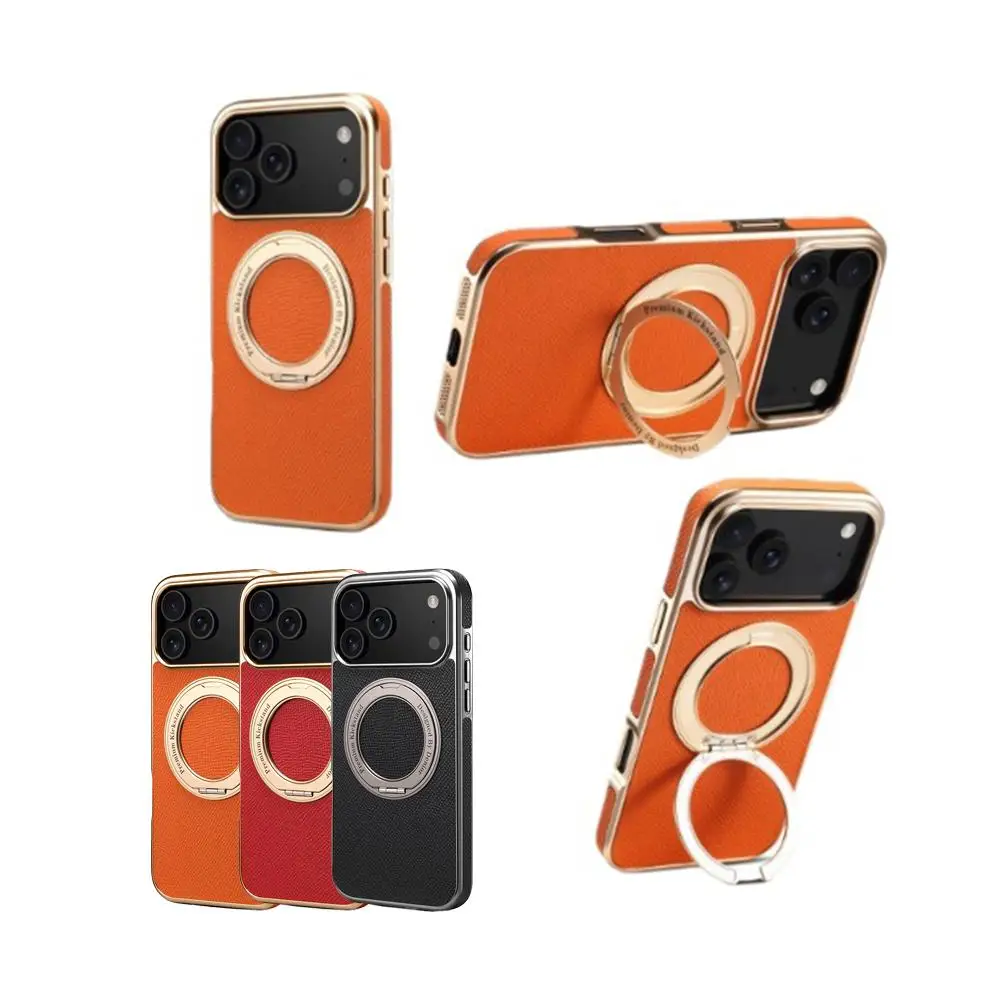 

For iPhone 17 Pro Max Magsafe Case for iPhone 17 Pro Max Rotate Magnetic Stand Holder Leather Magnetic Cover