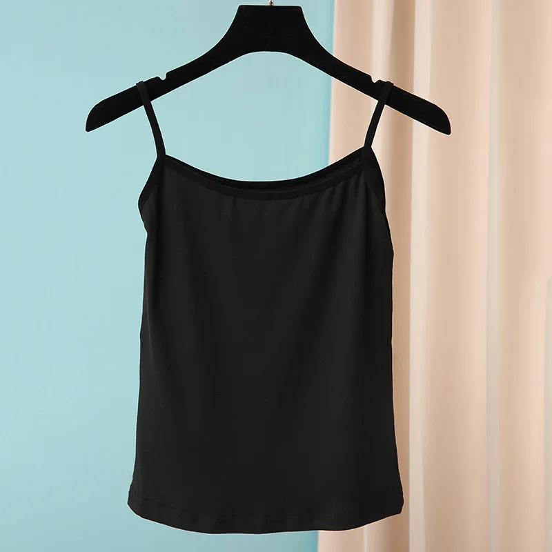 New Wholesale Summer Korean Style Solid Color Camisole Women's Short Slim-Fit Solid Color Bottoming Shirt Top