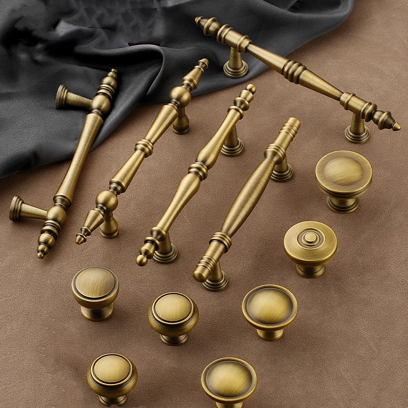 

Антикварные твердые латунные ручки для шкафа, фурнитура для кухонного ящика, бронзовые мебельные ручки, ручки для хранения кухонного шкафа