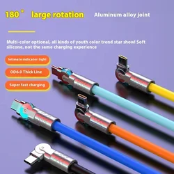 Blue Orange 120w Rotating Elbow Super Fast Charging Data Cable Liquid Soft Rubber Bold Suitable For Huawei Xiaomi Samsung