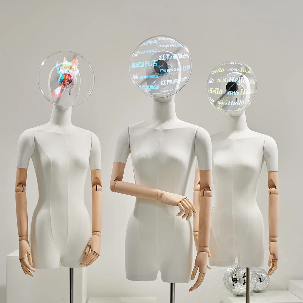 FabricCover Naked Eye 3D Holographic Fan Screen Advertising Female Mannequin Three-Dimensional High-definition Dummy Props Model