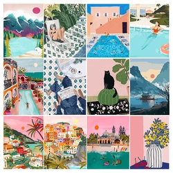 Gatyztory Frame Summer Time Paint By Numbers For Adults Kids Landscape HandPainted Oil Painting DIY Gift Home Decor 60x75cm