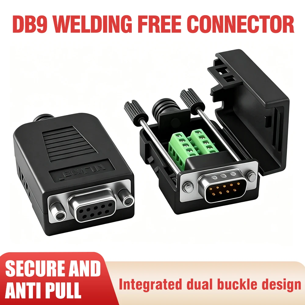 DB9 Welding Free Connector Male/Female RS232 Connector 485 Adapter Board 9P Serial Port COM Port Solderless Male and Female Plug