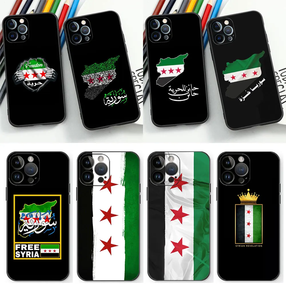 Syrian Revolution Flag Phone Case For Apple iPhone 15 14 13 12 11 Pro Max Mini 8 7 Plus 6 X XR XS SE 2020 Cases Black Soft Cover